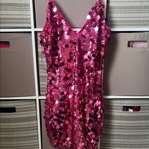 Fashion Nova Hot Pink Sequin Mini Dress
